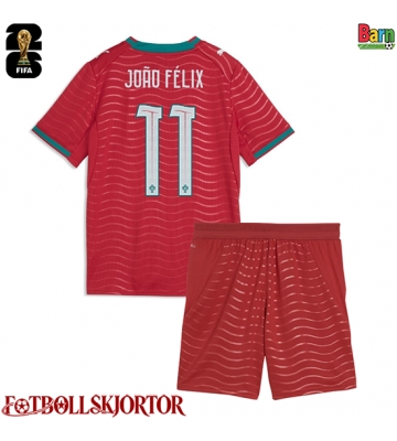 Portugal Joao Felix #11 Hemmakläder Barn VM 2026 Kortärmad (+ Korta byxor)